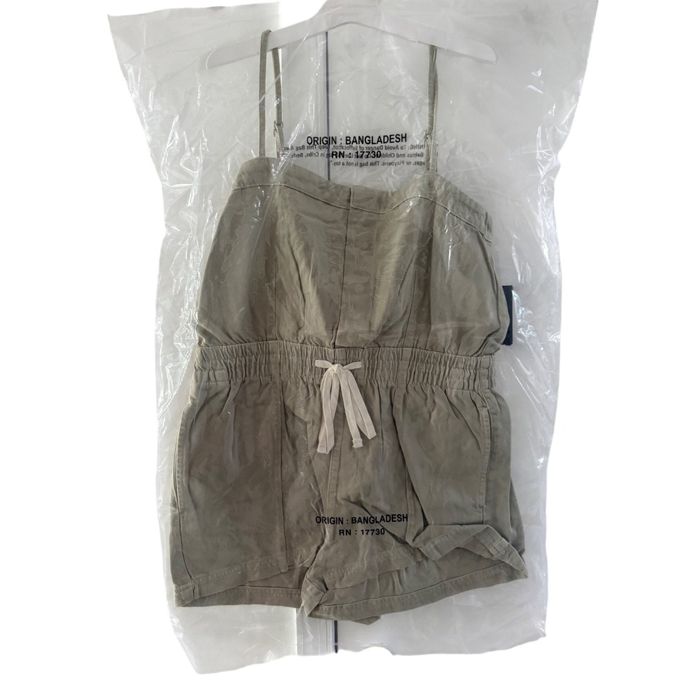 Universal Thread Khaki Green Spaghetti Strap Romper Elastic Waist Size L NWT